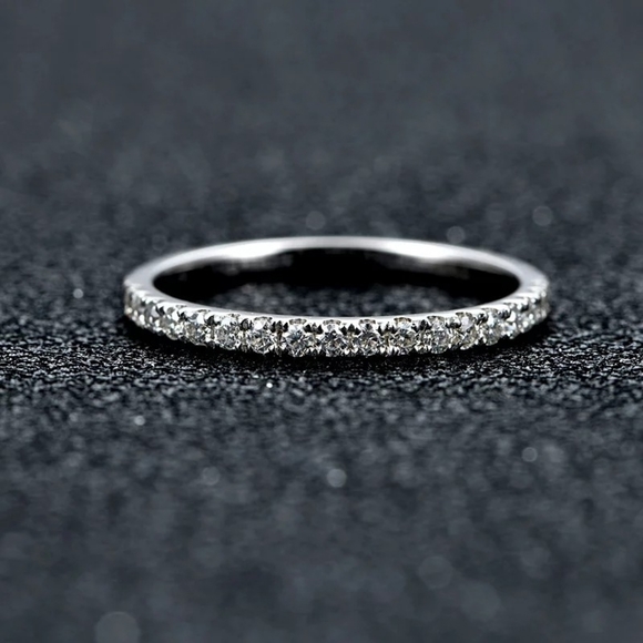 NEW Silver Diamond Eternity Stackable Ring - Picture 3 of 4